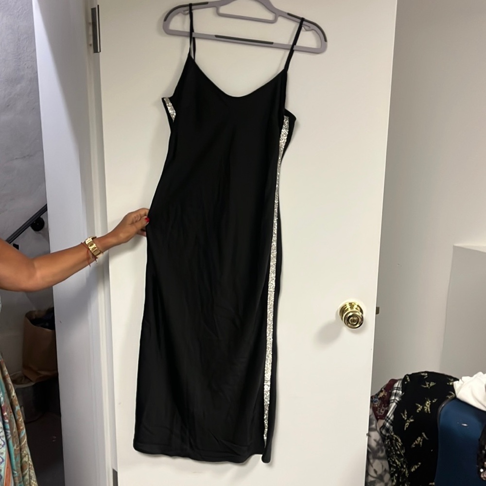 Black slit dress